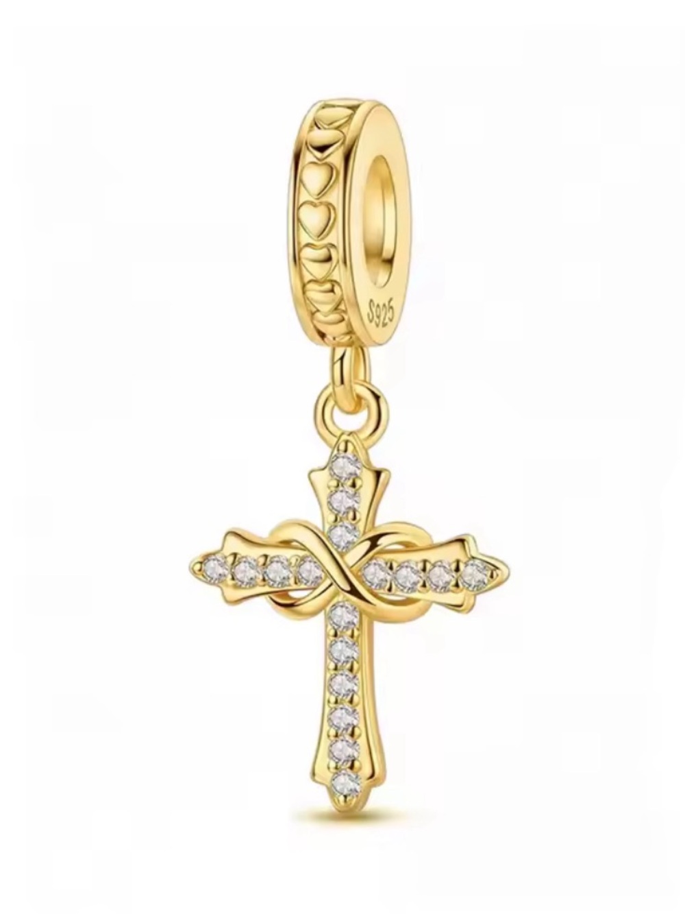NWOT Gold Cross Dangle Charm Sterling Silver 925